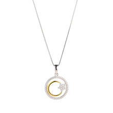 Load image into Gallery viewer, STERLING SILVER CZ STAR YELLOW MOON CIRCLE PENDANT