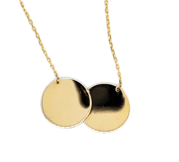 Gold double hot sale disc necklace