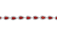 Load image into Gallery viewer, STERLING SILVER RUBY PEAR SHAPED LINKED TENNIS BRACELET
