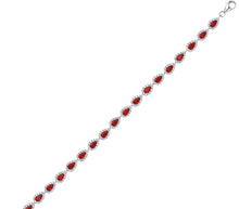 Load image into Gallery viewer, STERLING SILVER RUBY PEAR SHAPED LINKED TENNIS BRACELET