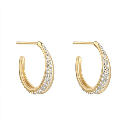 18CT GOLD PLATED OPEN HOOP CUBIC ZIRCONIA EARRINGS