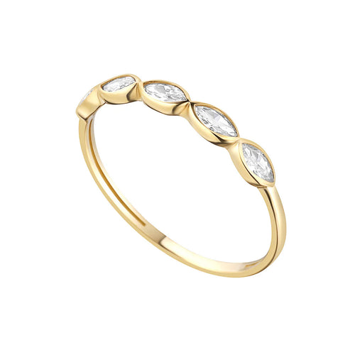 9CT GOLD 5 MARQUIS CUBIC ZIRCONIA RING