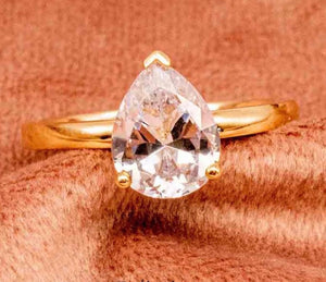9CT YELLOW GOLD PEAR SOLITAIRE RING