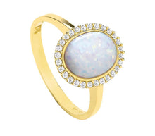 Load image into Gallery viewer, 9CT GOLD OPAL AND CUBIC ZIRCONIA RING
