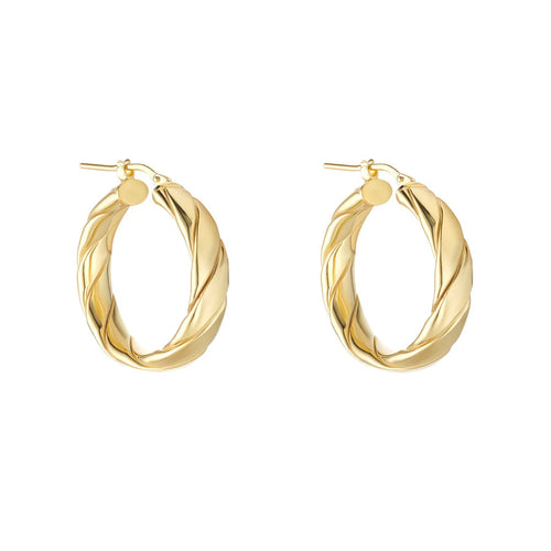 STERLING SILVER 18CT GOLD PLATED LATICE HOOP EARRINGS