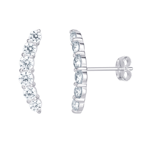 STERLING SILVER CUBIC ZIRCONIA EAR CLIMBER EARRINGS