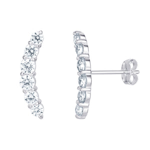 STERLING SILVER CUBIC ZIRCONIA EAR CLIMBER EARRINGS