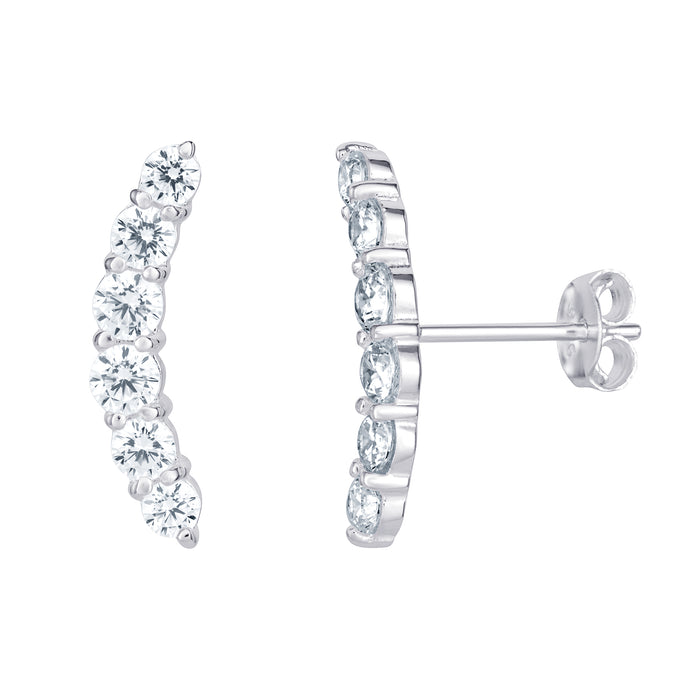 STERLING SILVER CUBIC ZIRCONIA EAR CLIMBER EARRINGS