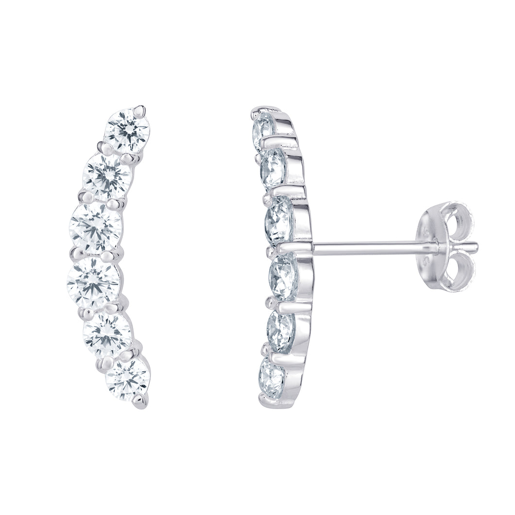 STERLING SILVER CUBIC ZIRCONIA EAR CLIMBER EARRINGS