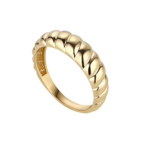 9CT YELLOW GOLD CROISSANT DOME RING