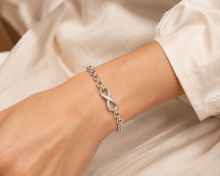 Load image into Gallery viewer, STERLING SILVER CUBIC ZIRCONIA INFINITY BRACELET