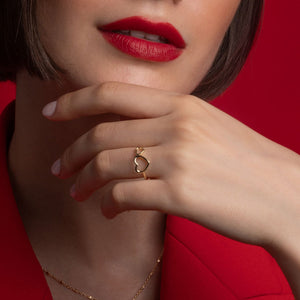 9CT YELLOW GOLD DOUBLE HEART RING