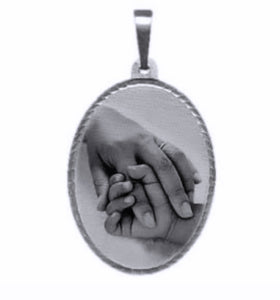 STERLING SILVER PHOTO DISC PENDANT NECKLACE