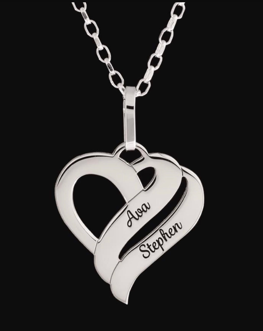 STERLING SILVER PERSONALISED DOUBLE HEART NECKLACE