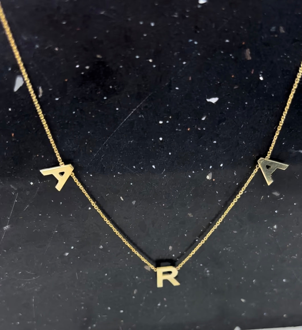 9CT YELLOW GOLD 3 INITIAL NECKLACE