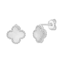 Load image into Gallery viewer, STERLING SILVER MOTHER OF PEARL CLOVER STUD EARRINGS