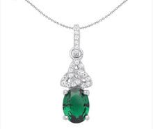 Load image into Gallery viewer, STERLING SILVER EMERALD AND CZ PENDANT