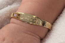 Load image into Gallery viewer, 9CT GOLD PLATED PINK STONE BABY BANGLE