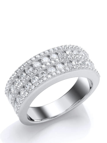 STERLING SILVER CUBIC ZIRCONIA HALF ETERNITY RING