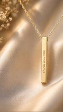 Load image into Gallery viewer, PERSONALISED YELLOW GOLD PLATED BAR NECKLACE
