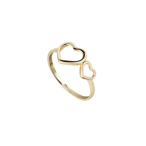 9CT YELLOW GOLD DOUBLE HEART RING