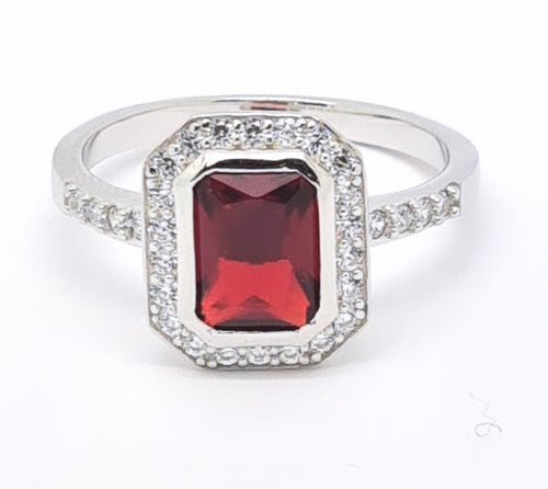 ANTIQUE STYLE STERLING SILVER RUBY RING