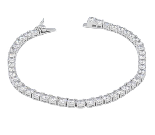 SPARKLING STERLING SILVER CUBIC ZIRCONIA TENNIS BRACELET