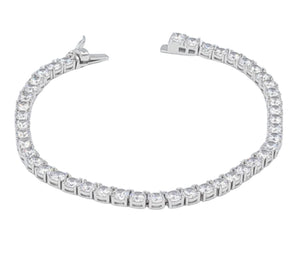 SPARKLING STERLING SILVER CUBIC ZIRCONIA TENNIS BRACELET