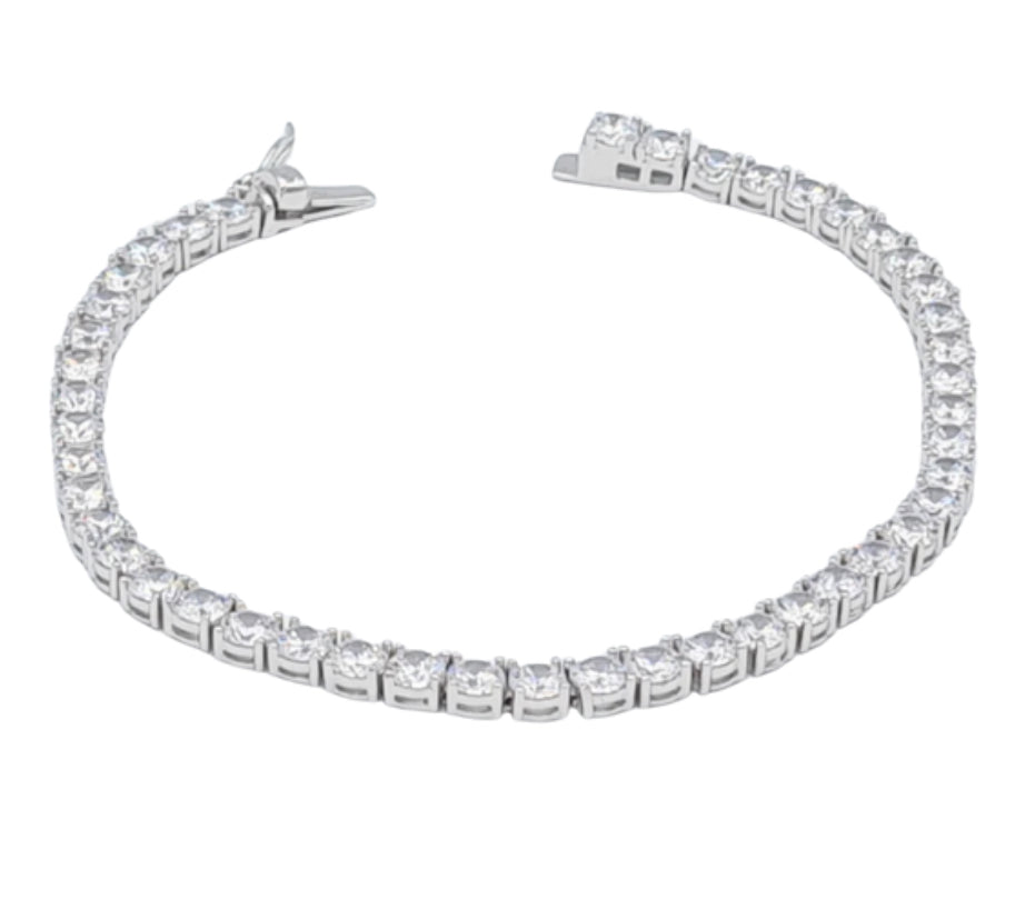 SPARKLING STERLING SILVER CUBIC ZIRCONIA TENNIS BRACELET