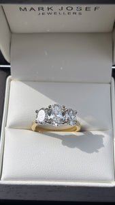 OVAL THREE STONE 2.79CT DIAMOND ENGAGEMENT RING