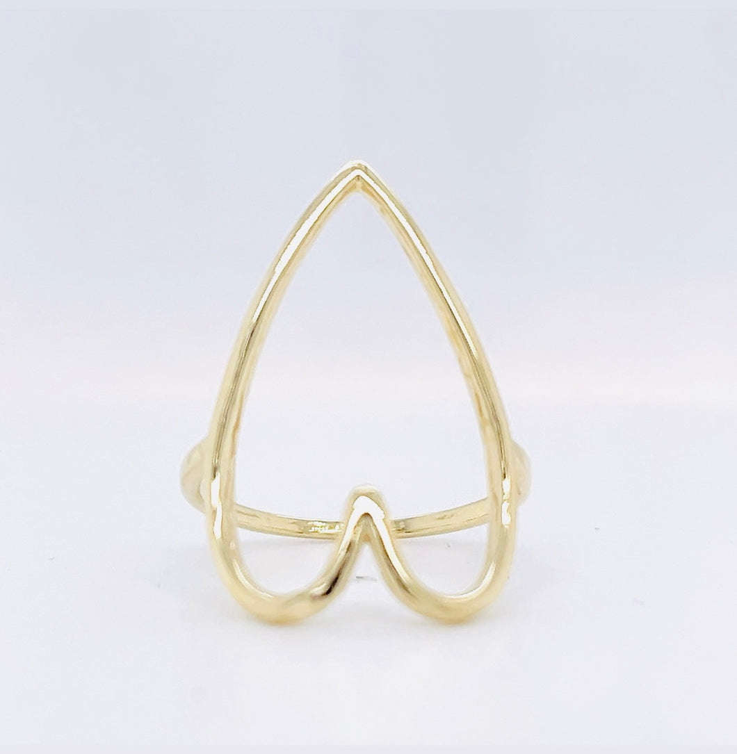 HANDMADE 9CT GOLD OPEN HEART RING