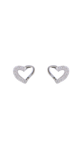 STERLING SILVER CUBIC ZIRCONIA OPEN HEART EARRINGS