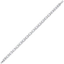 Load image into Gallery viewer, STERLING SILVER RHODIUM PLATED CZ ALTERNATING TENNIS BRACELET