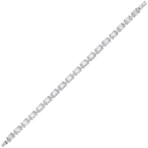 STERLING SILVER RHODIUM PLATED CZ ALTERNATING TENNIS BRACELET