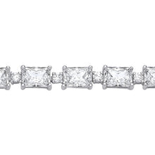 Load image into Gallery viewer, STERLING SILVER RHODIUM PLATED CZ ALTERNATING TENNIS BRACELET