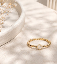 Load image into Gallery viewer, 9CT GOLD CUBIC ZIRCONIA BEADED RING