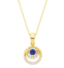 Load image into Gallery viewer, 9CT GOLD SAPPHIRE CZ ROUND SWIRL PENDANT