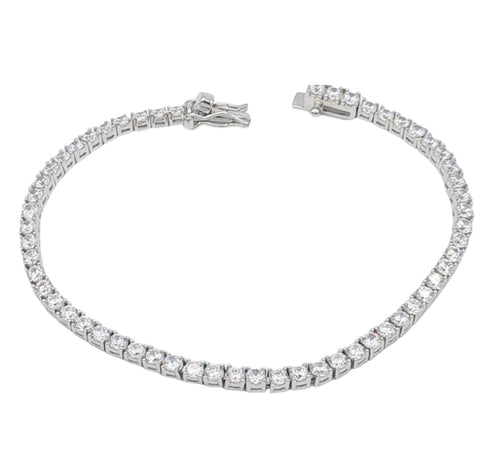 SPARKLING STERLING SILVER CUBIC ZIRCONIA TENNIS BRACELET