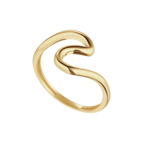 9CT YELLOW GOLD WAVE BAND RING