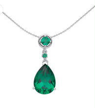 Load image into Gallery viewer, STERLING SILVER EMERALD PENDANT