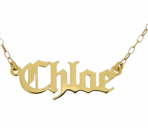 9CT GOLD OLD ENGLISH STYLE NAME NECKLACE