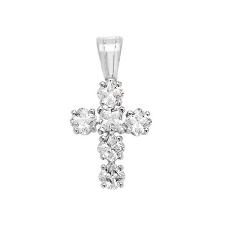 STERLING SILVER STONE SET CROSS NECKLACE