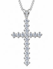 Load image into Gallery viewer, STERLING SILVER CUBIC ZIRCONIA CROSS PENDANT