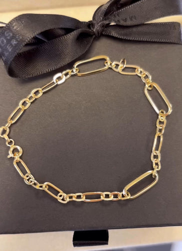 9CT YELLOW GOLD PAPER CLIP BRACELET