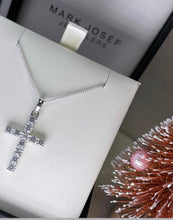 Load image into Gallery viewer, STERLING SILVER CUBIC ZIRCONIA CROSS NECKLACE