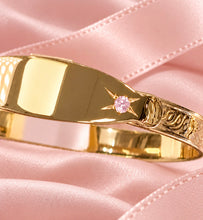 Load image into Gallery viewer, 9CT GOLD PLATED STONE SET BABY BANGLE, PRETTY PINK