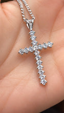 Load image into Gallery viewer, STERLING SILVER CUBIC ZIRCONIA CROSS PENDANT