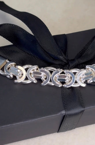 CHANEL STYLE HEAVY STERLING SILVER BRACELET