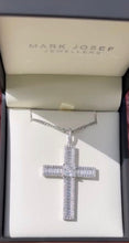 Load image into Gallery viewer, STERLING SILVER BAGUETTE CUBIC ZIRCONIA CROSS NECKLACE