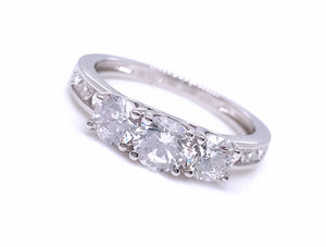 STERLING SILVER CUBIC ZIRCONIA TRILOGY RING